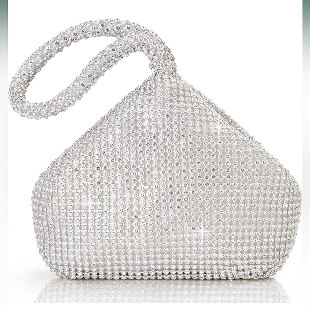 Women's Rhinestone Clutch Evening Bags Sparkly Glitter Triangle Purse
